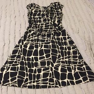 Animal print back and white dress